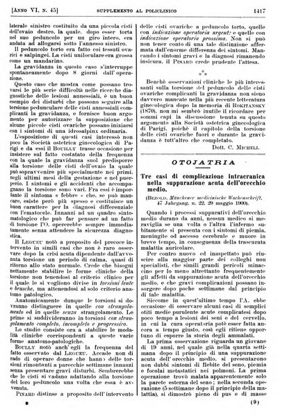 Supplemento al policlinico periodico di medicina, chirurgia ed igiene