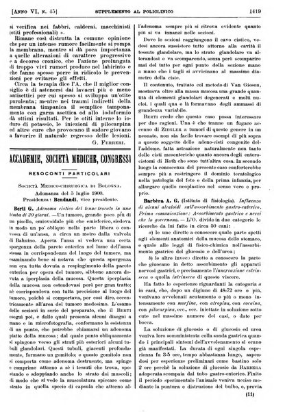 Supplemento al policlinico periodico di medicina, chirurgia ed igiene