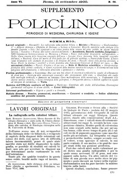 Supplemento al policlinico periodico di medicina, chirurgia ed igiene