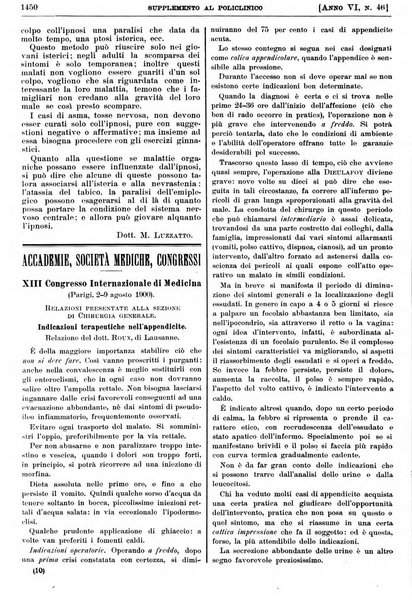 Supplemento al policlinico periodico di medicina, chirurgia ed igiene