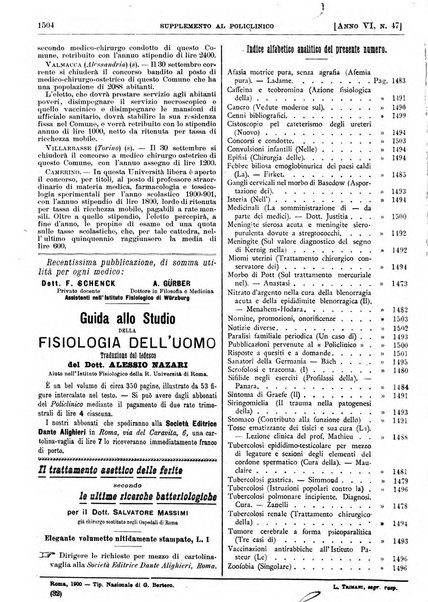 Supplemento al policlinico periodico di medicina, chirurgia ed igiene