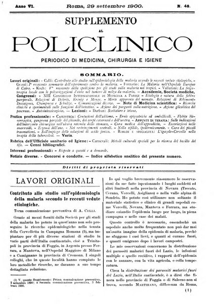 Supplemento al policlinico periodico di medicina, chirurgia ed igiene