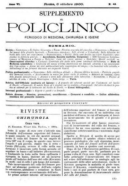 Supplemento al policlinico periodico di medicina, chirurgia ed igiene