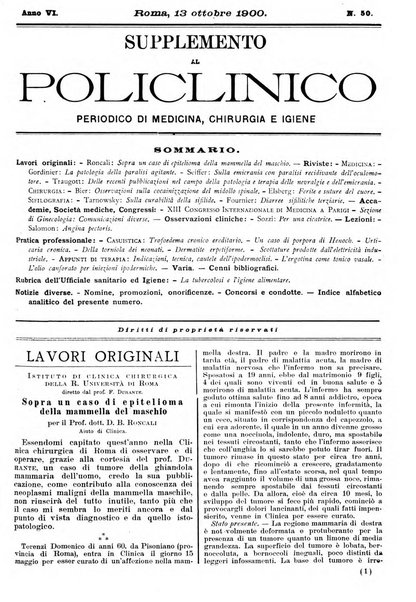 Supplemento al policlinico periodico di medicina, chirurgia ed igiene