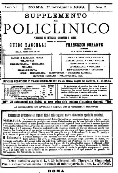 Supplemento al policlinico periodico di medicina, chirurgia ed igiene