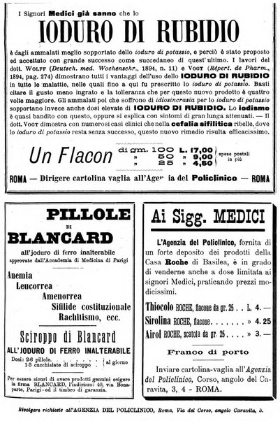 Supplemento al policlinico periodico di medicina, chirurgia ed igiene