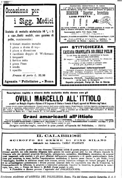 Supplemento al policlinico periodico di medicina, chirurgia ed igiene