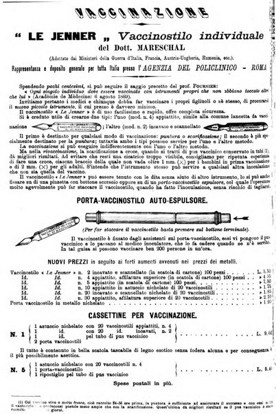 Supplemento al policlinico periodico di medicina, chirurgia ed igiene