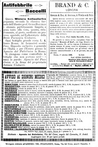 Supplemento al policlinico periodico di medicina, chirurgia ed igiene