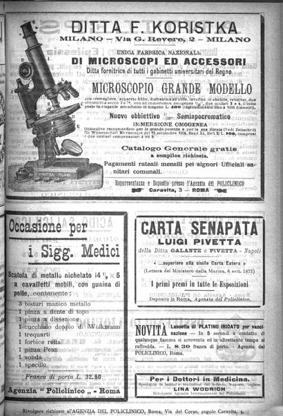 Supplemento al policlinico periodico di medicina, chirurgia ed igiene