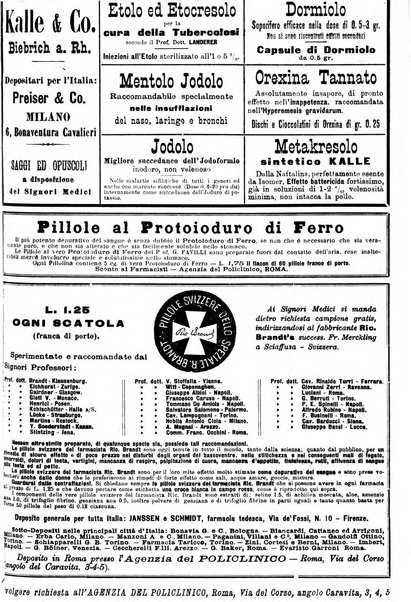 Supplemento al policlinico periodico di medicina, chirurgia ed igiene