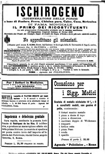 Supplemento al policlinico periodico di medicina, chirurgia ed igiene