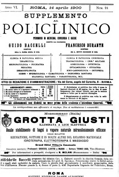 Supplemento al policlinico periodico di medicina, chirurgia ed igiene