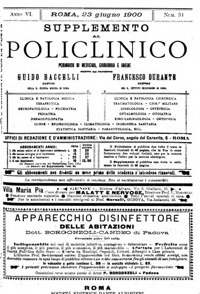 Supplemento al policlinico periodico di medicina, chirurgia ed igiene