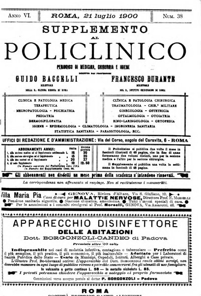 Supplemento al policlinico periodico di medicina, chirurgia ed igiene