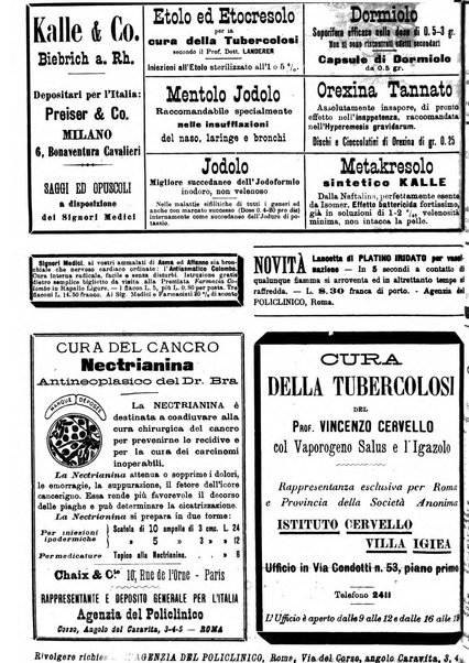 Supplemento al policlinico periodico di medicina, chirurgia ed igiene