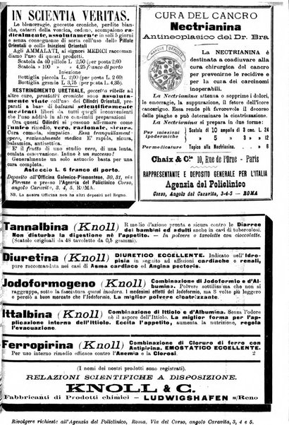 Supplemento al policlinico periodico di medicina, chirurgia ed igiene