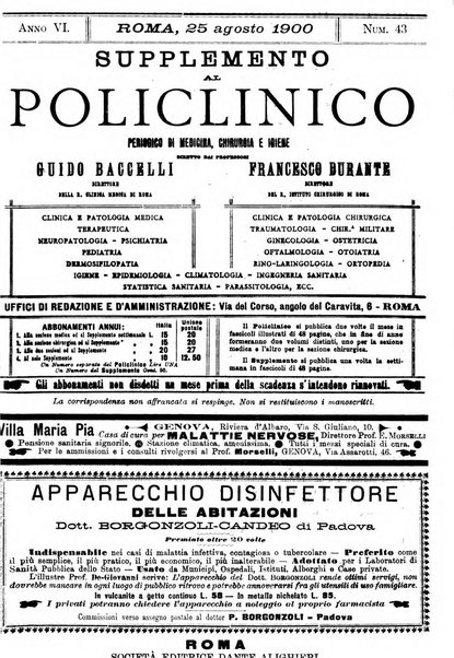 Supplemento al policlinico periodico di medicina, chirurgia ed igiene