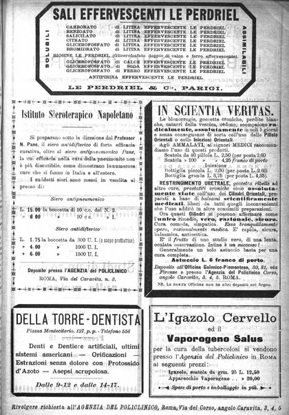 Supplemento al policlinico periodico di medicina, chirurgia ed igiene