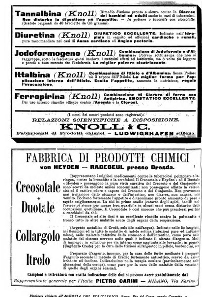 Supplemento al policlinico periodico di medicina, chirurgia ed igiene