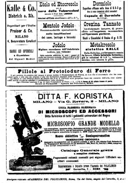 Supplemento al policlinico periodico di medicina, chirurgia ed igiene