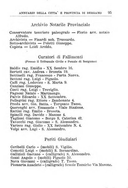 Annuario della citta e provincia di Bergamo