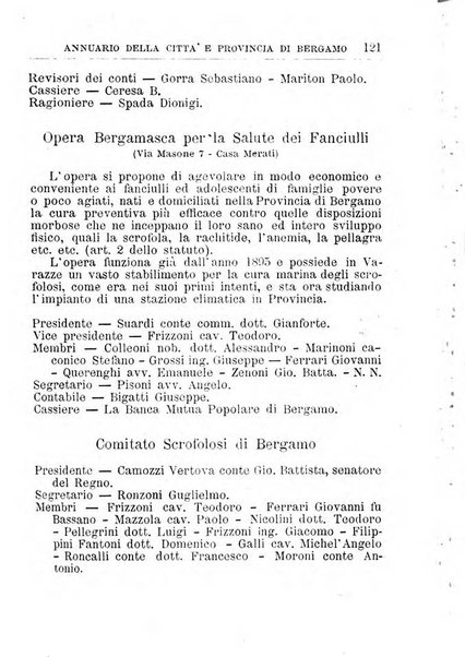 Annuario della citta e provincia di Bergamo