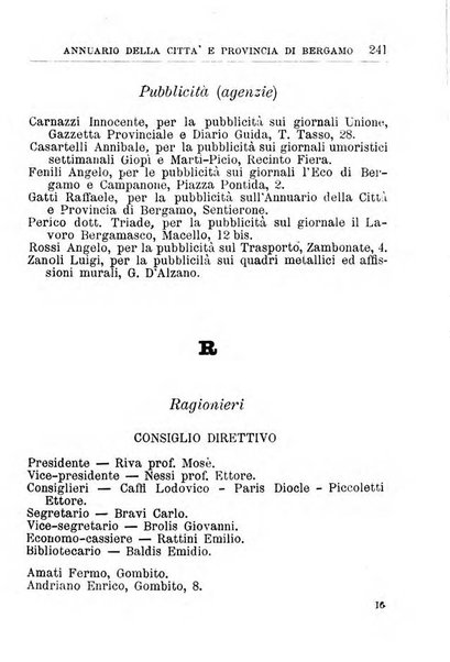 Annuario della citta e provincia di Bergamo