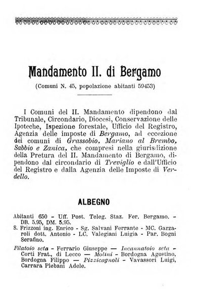 Annuario della citta e provincia di Bergamo