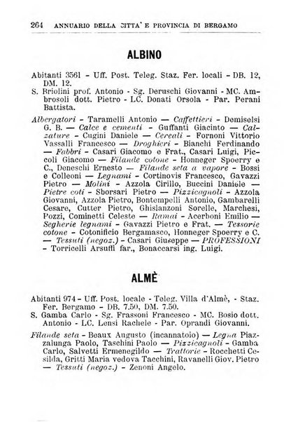 Annuario della citta e provincia di Bergamo