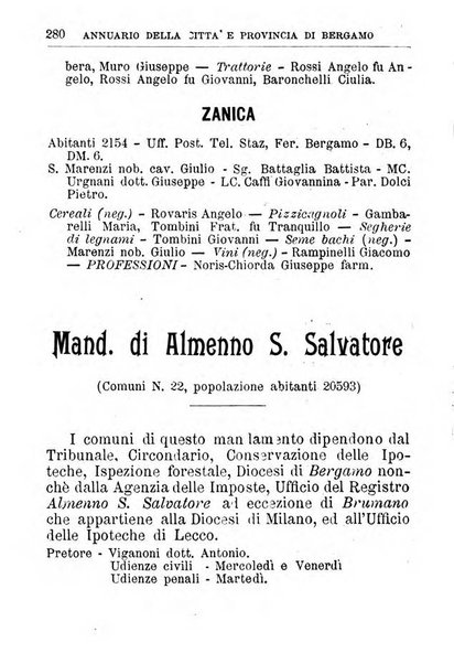 Annuario della citta e provincia di Bergamo