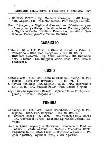 Annuario della citta e provincia di Bergamo