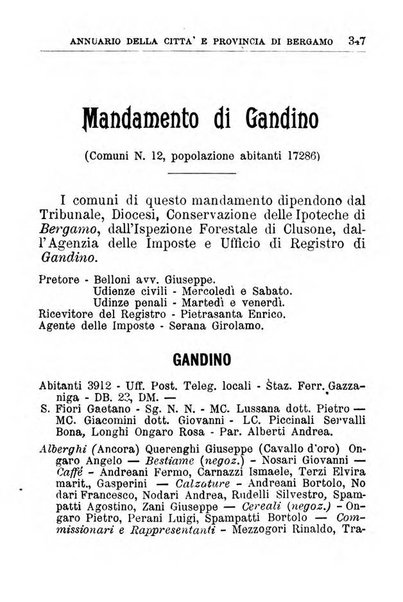 Annuario della citta e provincia di Bergamo