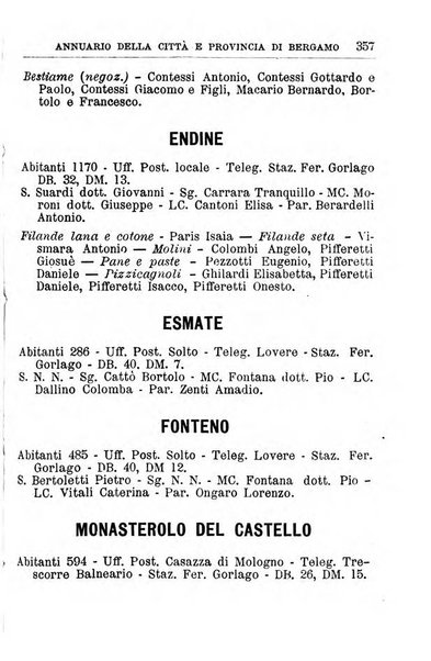 Annuario della citta e provincia di Bergamo