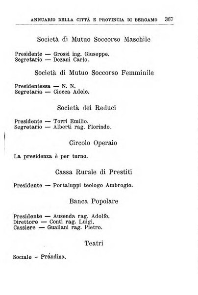 Annuario della citta e provincia di Bergamo