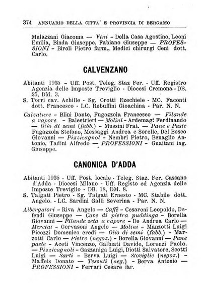 Annuario della citta e provincia di Bergamo