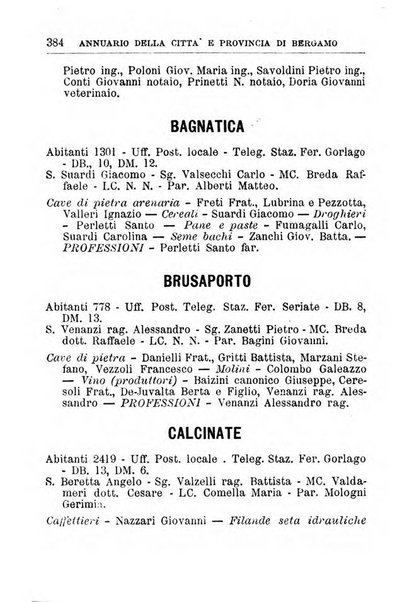 Annuario della citta e provincia di Bergamo