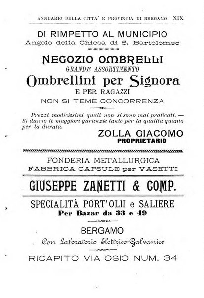 Annuario della citta e provincia di Bergamo