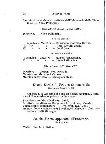 Annuario della citta e provincia di Bergamo