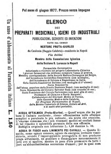 Il farmacista italiano ed il medico pratico rivista mensile di scoverte chimico farmaceutiche e mediche ...