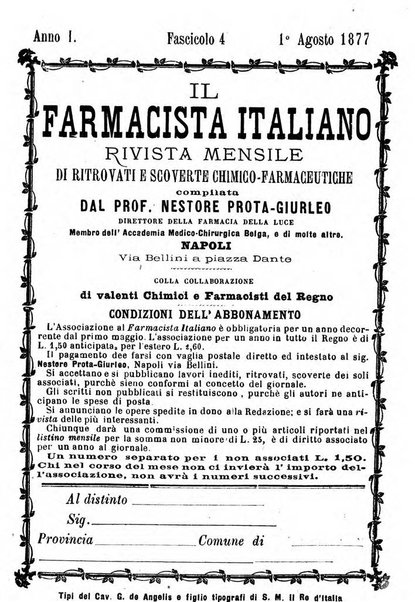 Il farmacista italiano ed il medico pratico rivista mensile di scoverte chimico farmaceutiche e mediche ...