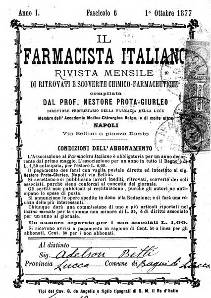 Il farmacista italiano ed il medico pratico rivista mensile di scoverte chimico farmaceutiche e mediche ...