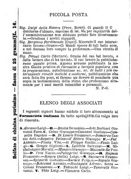 Il farmacista italiano ed il medico pratico rivista mensile di scoverte chimico farmaceutiche e mediche ...