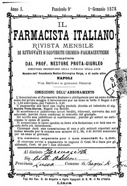 Il farmacista italiano ed il medico pratico rivista mensile di scoverte chimico farmaceutiche e mediche ...