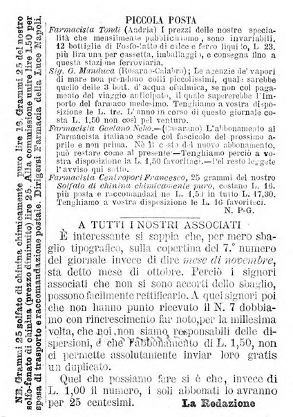 Il farmacista italiano ed il medico pratico rivista mensile di scoverte chimico farmaceutiche e mediche ...