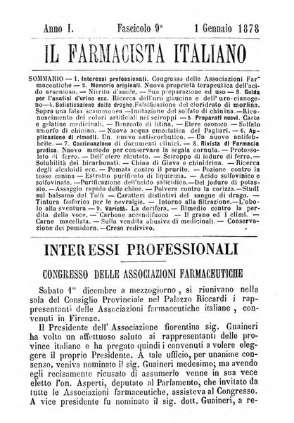 Il farmacista italiano ed il medico pratico rivista mensile di scoverte chimico farmaceutiche e mediche ...