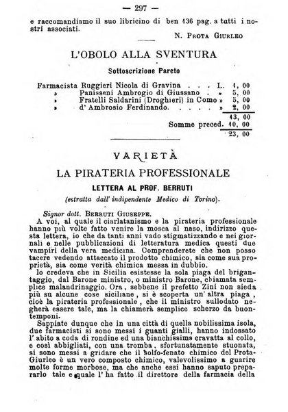 Il farmacista italiano ed il medico pratico rivista mensile di scoverte chimico farmaceutiche e mediche ...