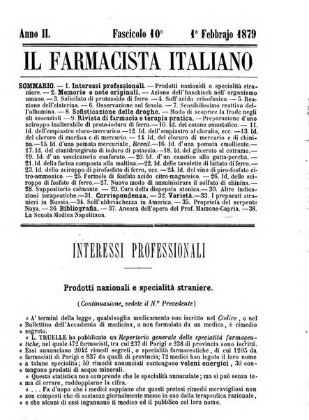 Il farmacista italiano ed il medico pratico rivista mensile di scoverte chimico farmaceutiche e mediche ...