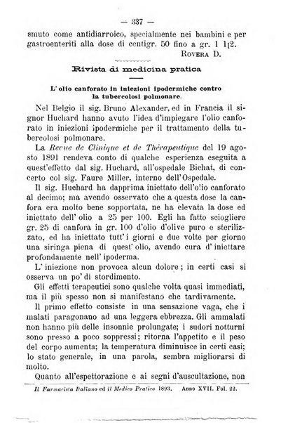 Il farmacista italiano ed il medico pratico rivista mensile di scoverte chimico farmaceutiche e mediche ...