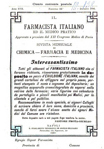 Il farmacista italiano ed il medico pratico rivista mensile di scoverte chimico farmaceutiche e mediche ...